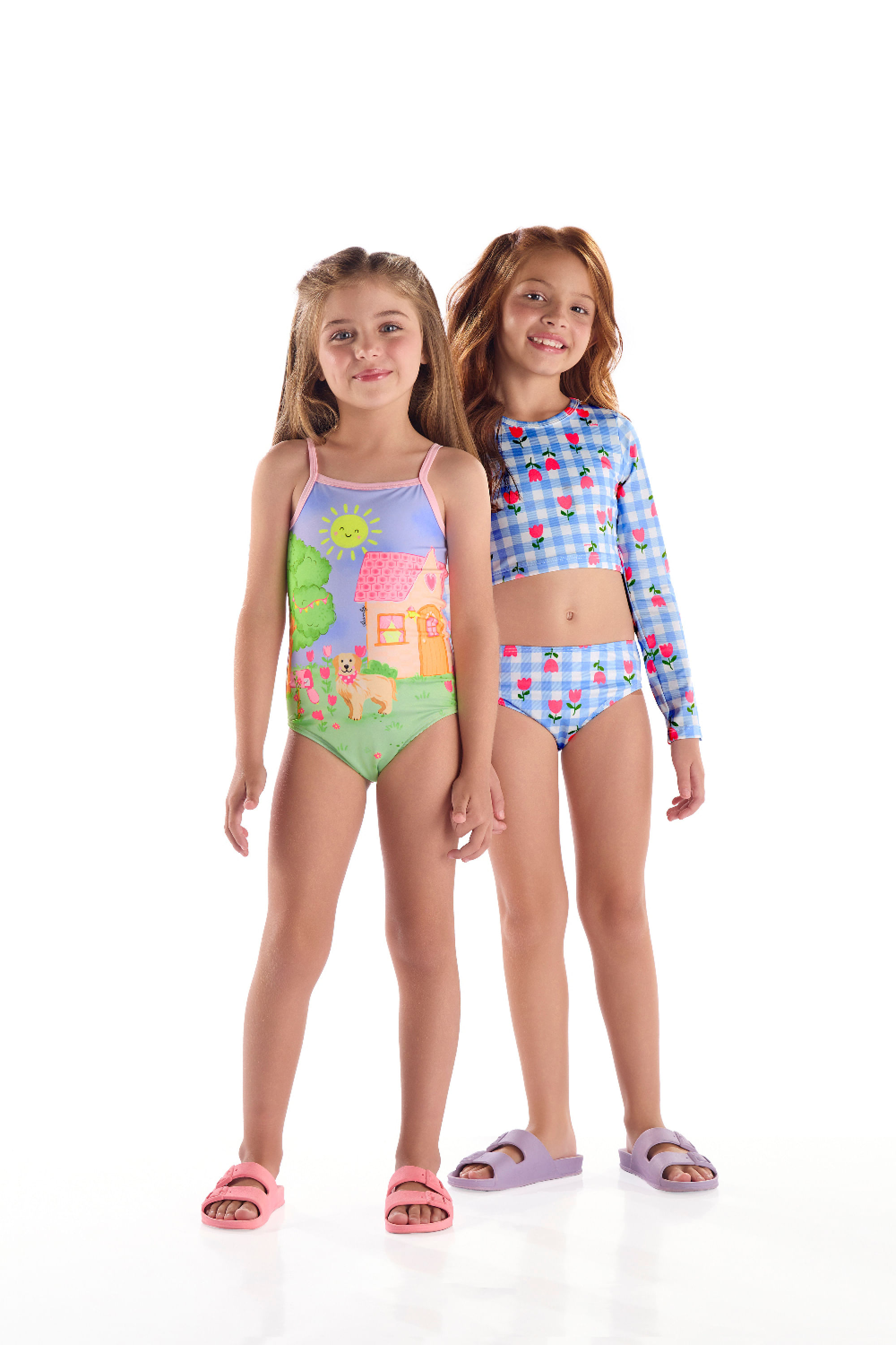 Maiô Infantil Em Malha UV DRY com Forro Em Microfibra (Rosa) Quimby - Imagem 18